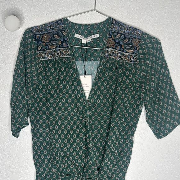NWT Veronica Beard Mariposa Midi Dress Patterned Sea Glass Green Multi Size 0 - Picture 4 of 16